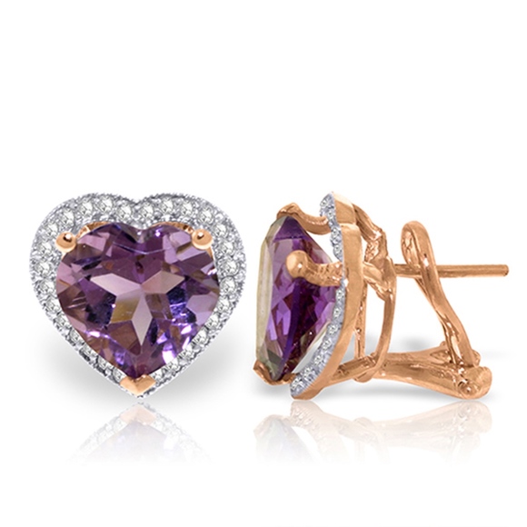 EARRING WITH NATURAL DIAMONDS & AMETHYSTS